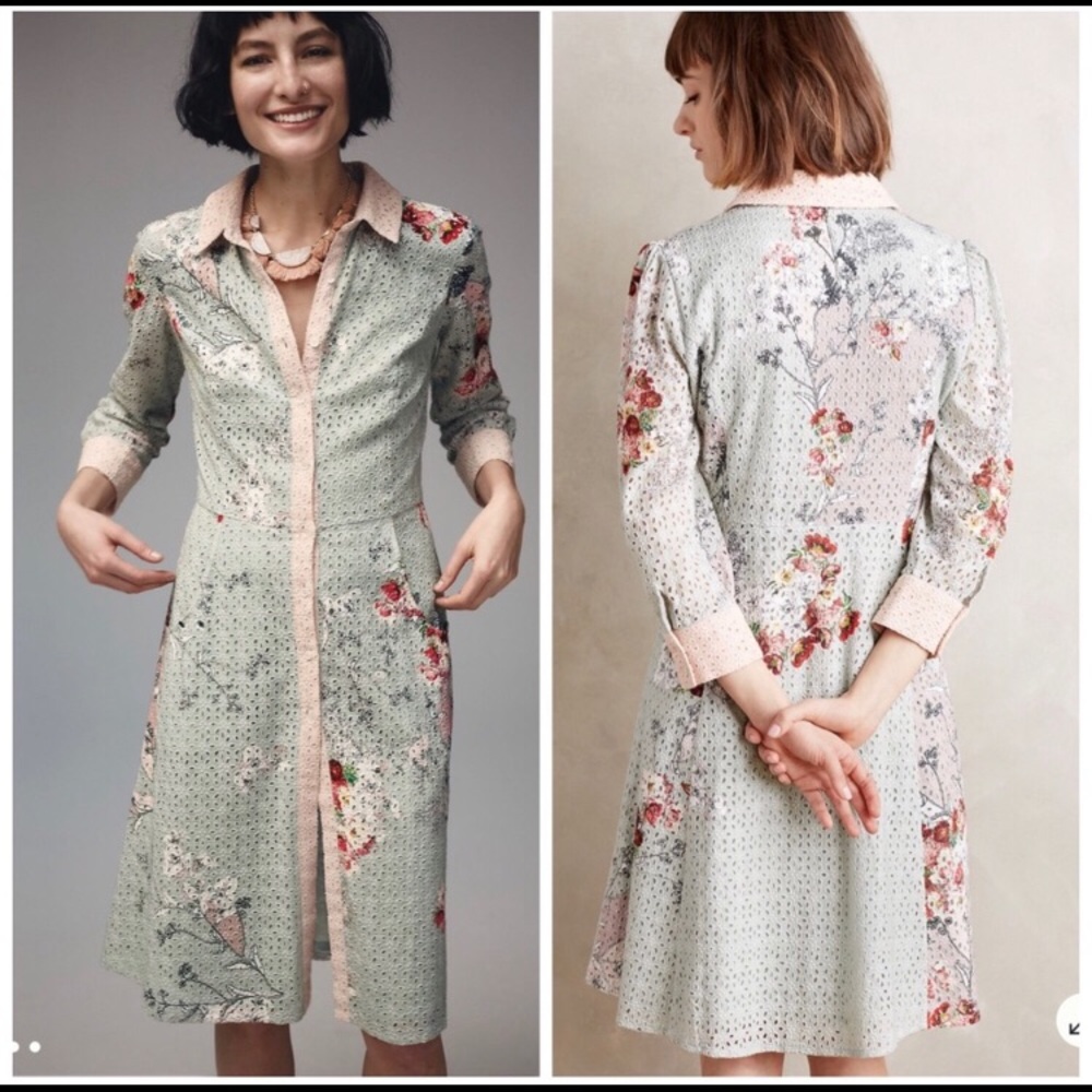 Anthro Varun Bahl - Bloomed Eyelet Shirtdress